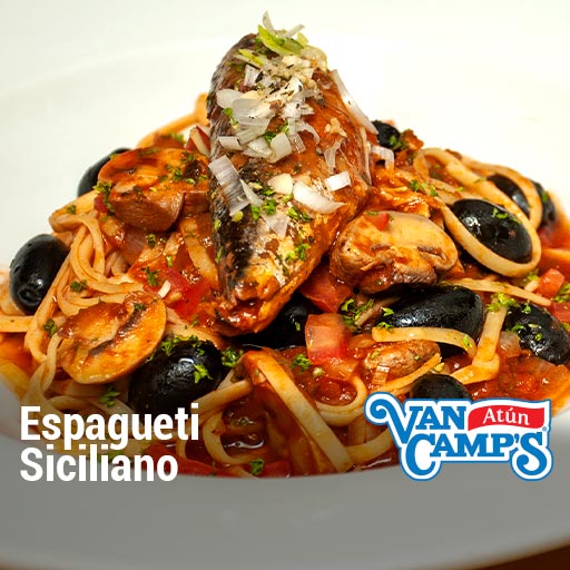 Espagueti Siciliano con Sardinas, exquisito y sencillo.